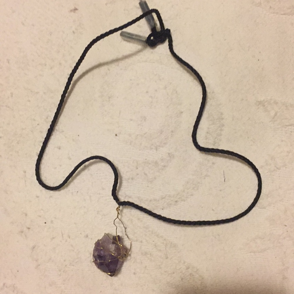 Rope and Wired Amethyst Necklace , 12” Tied